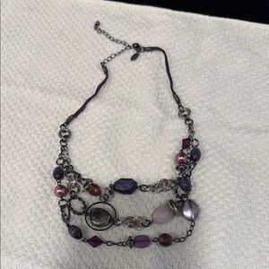 Lia Sophia Purple and Pink Beaded Necklace